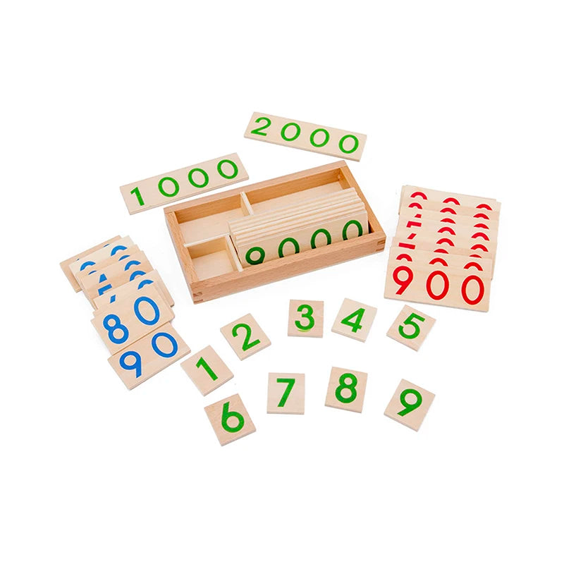 Wooden montessori numbers 1-9000 learning card math teaching aids preschool children early education educational toys