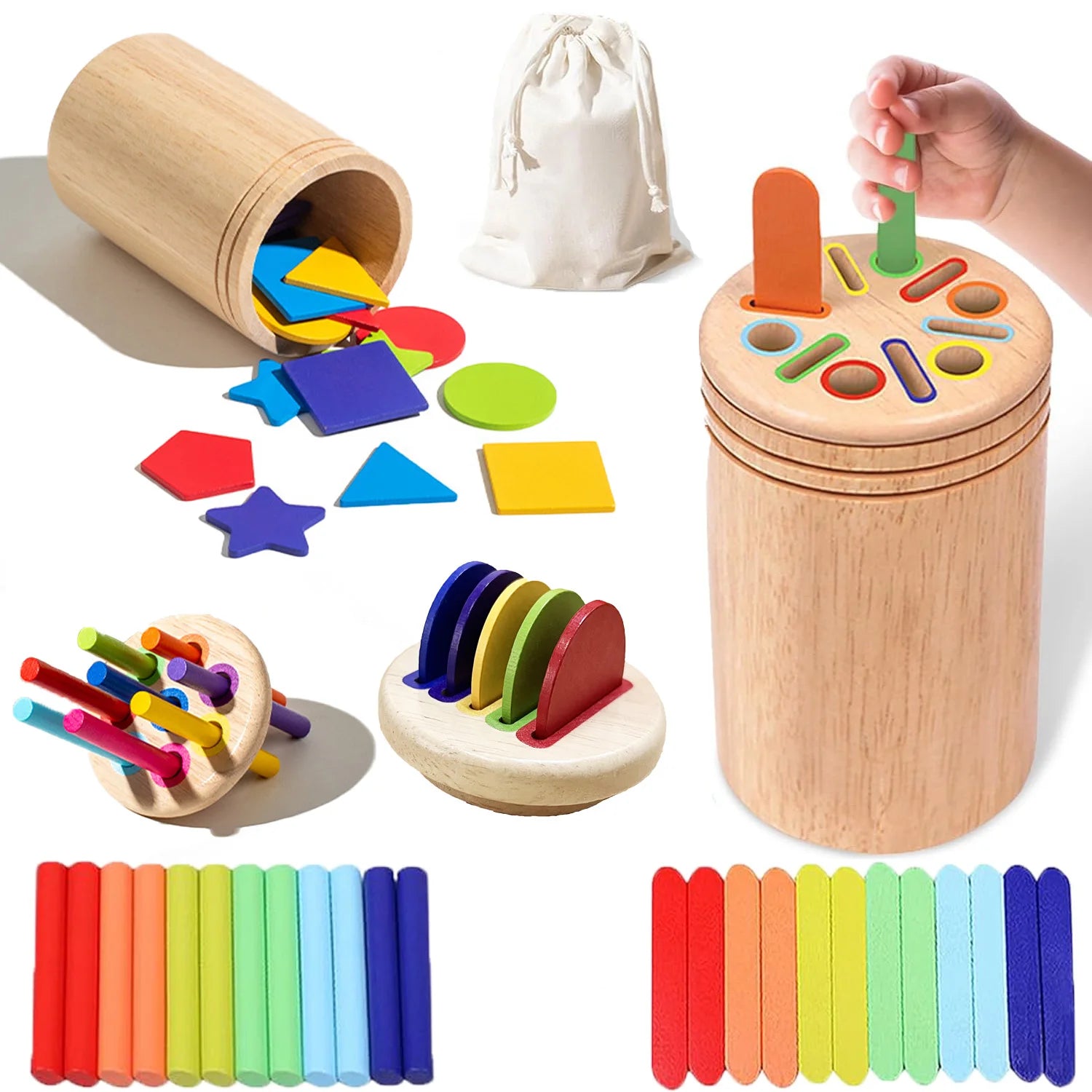 Montessori Toys for 3 Year Old, Toddler Wooden Learning Coin&Color Sorting Toys  Sensory Matching Game for Boys Girls Gifts