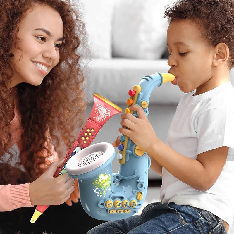 Electric Musical Instruments Toy Saxophone Trumpet Clarinet with Music Early Educational Wind Instruments Children Birthday Gift