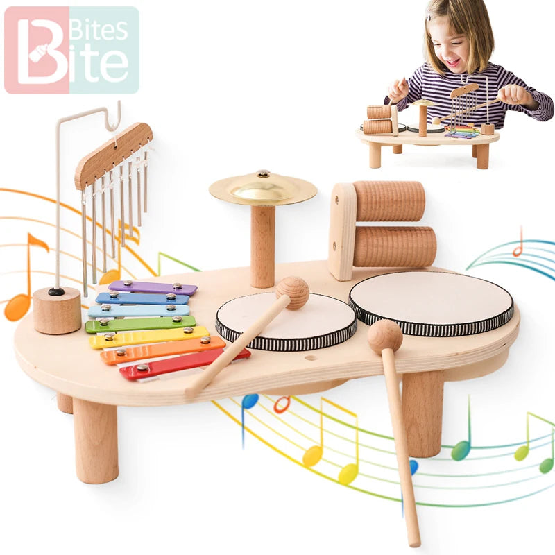 Wooden Aeolian Bells Montessori Children's Musical Toys Xylophone Newborn Birthday Gifts Music Table Toys