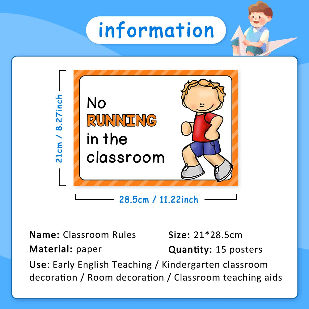 Classroom Rules Educational Posters for Preschool Home Classroom Wall Decor Teacher Teaching Aids Montessori