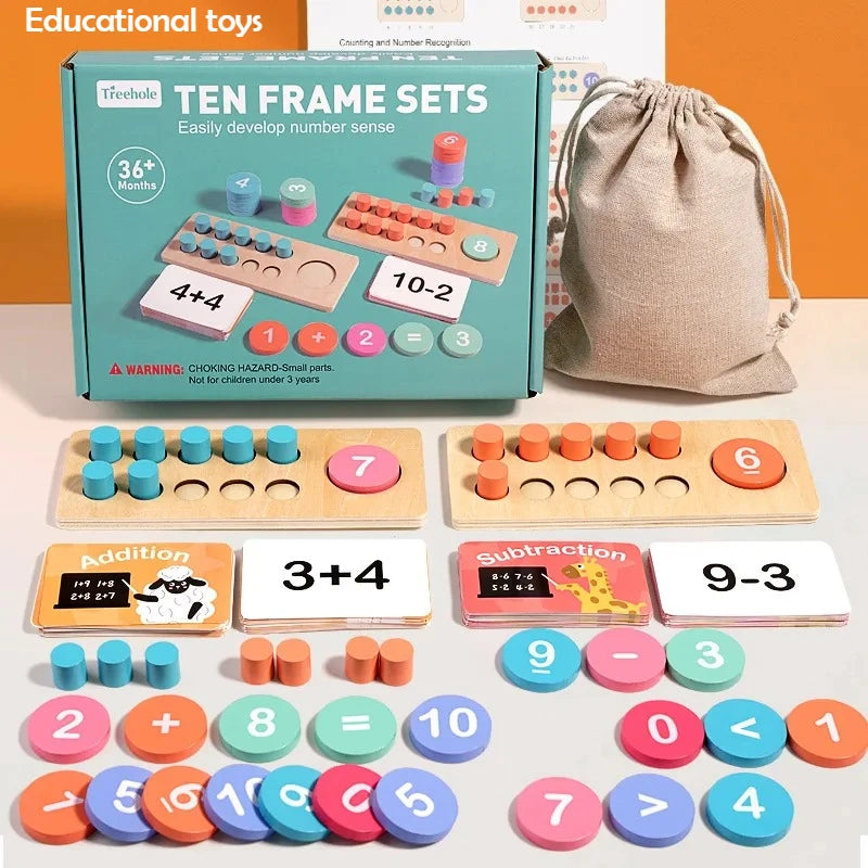Kids Wooden Number Board Cognitive Matching Addition Subtraction Operation Montessori Logical Thinking Training Math Toys Gifts