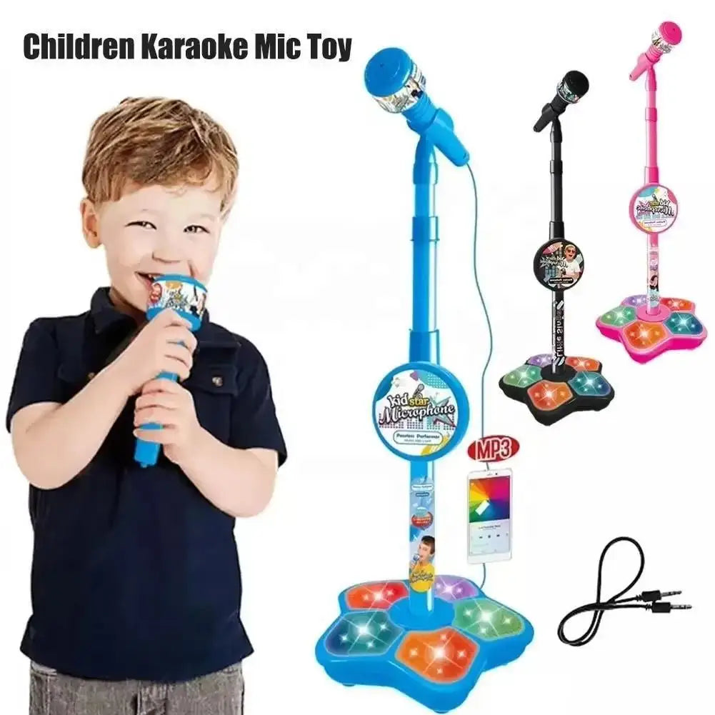 Children's Microphone with Stand Karaoke Song Machine Instrument Toy Educational Puzzle Gift for Birthday