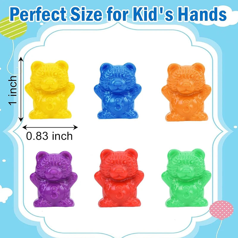Counting Bears Matching Games Color Sorting Bowls Tweezers Preschool Learning Education Gift Toys for Kids Girls Boys