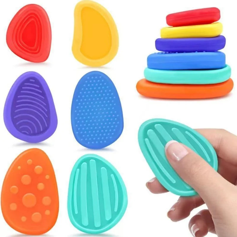 Fidget Toys Sensory Stone Set Soft Textured Worry Stones for Autism Calming Silicone Sensory Autism Toys for Anxiety Relief