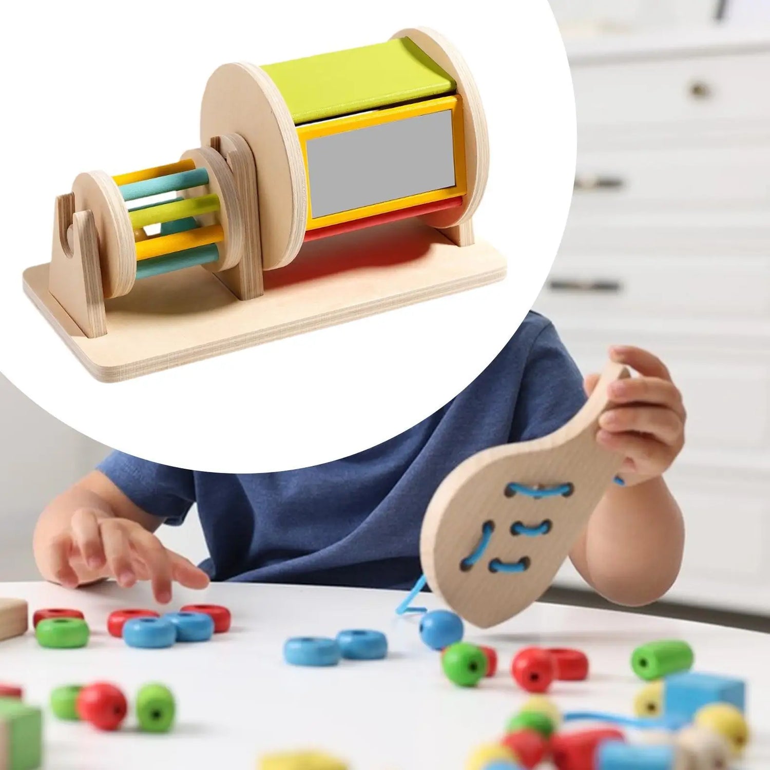 Rotating Drum Baby Toy with Mirror Sensory Development Toy