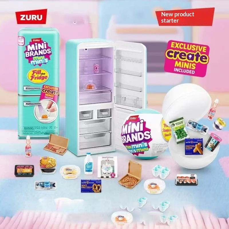 Mini Fill The Fridge Refrigerator Set Ball Series Blind Box Mystery Play House Decor Toy For Kids Gifts Trendy Collectible