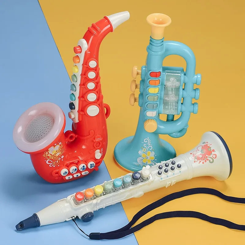 Electric Musical Instruments Toy Saxophone Trumpet Clarinet with Music Early Educational Wind Instruments Children Birthday Gift