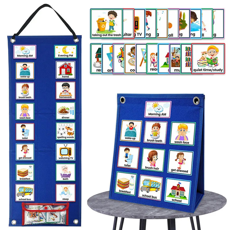 Kids Visual Schedule Montessori Toys Parish Learning Educational Time Activity Set Good Habits Training Games