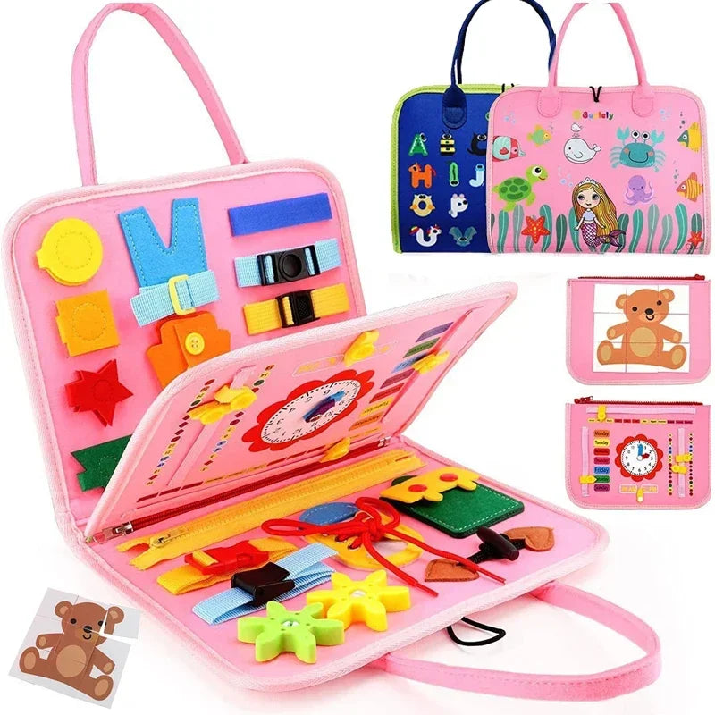 Montessori Toys Busy Board Sensory Activity Developing Board for Motor Skills,Learning Board for Toddlers Preschool Learning