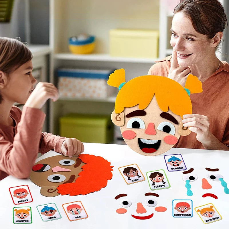 Kid Facial Expression Cards for Making Faces Games Emotional Change Montessori Preschool Learning Activity Sensory Toys Gift