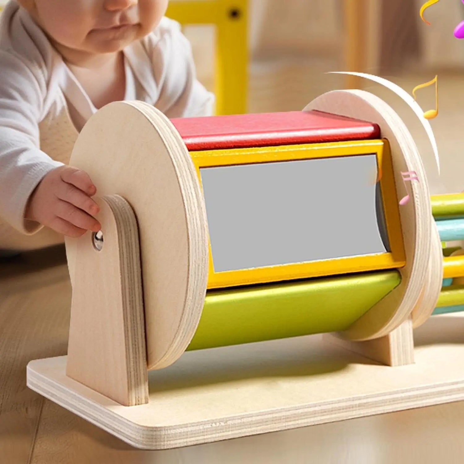 Rotating Drum Baby Toy with Mirror Sensory Development Toy