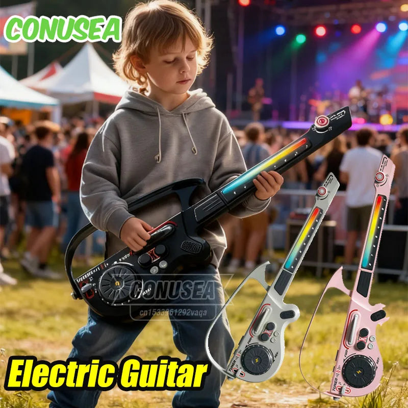 Children's Electric Guitar Foldable Electronic Music Toy Multi Functional Stringless Educational Games Children Girls Boys Gifts