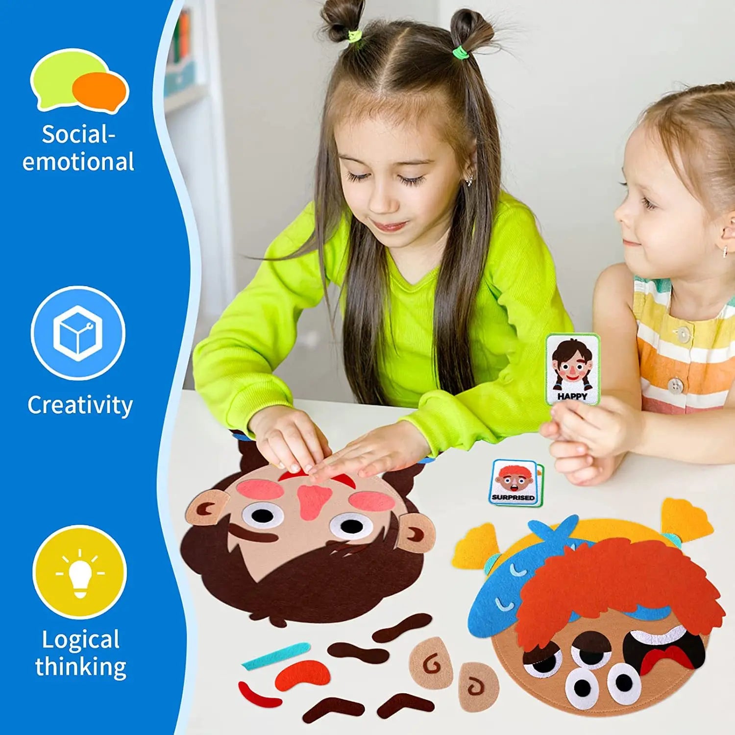 Kid Facial Expression Cards for Making Faces Games Emotional Change Montessori Preschool Learning Activity Sensory Toys Gift