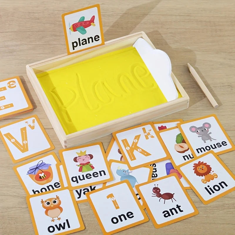Sand Drawing set for Writing Word and Drawing Cognition, Wooden style