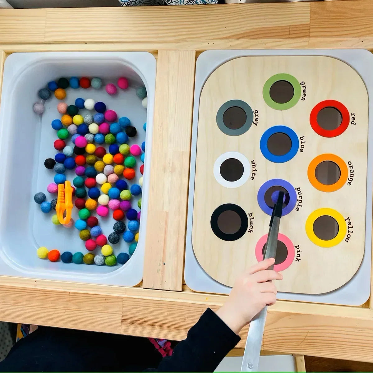 Sensory Tray Table Color Hairball  Wooden Tile Kids Toys Educational Accessories