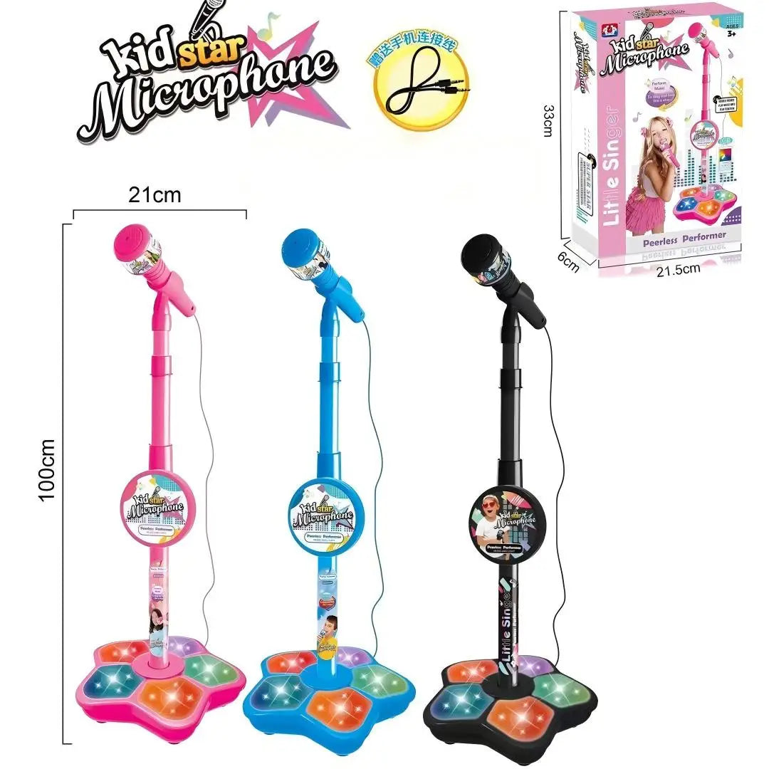 Children's Microphone with Stand Karaoke Song Machine Instrument Toy Educational Puzzle Gift for Birthday