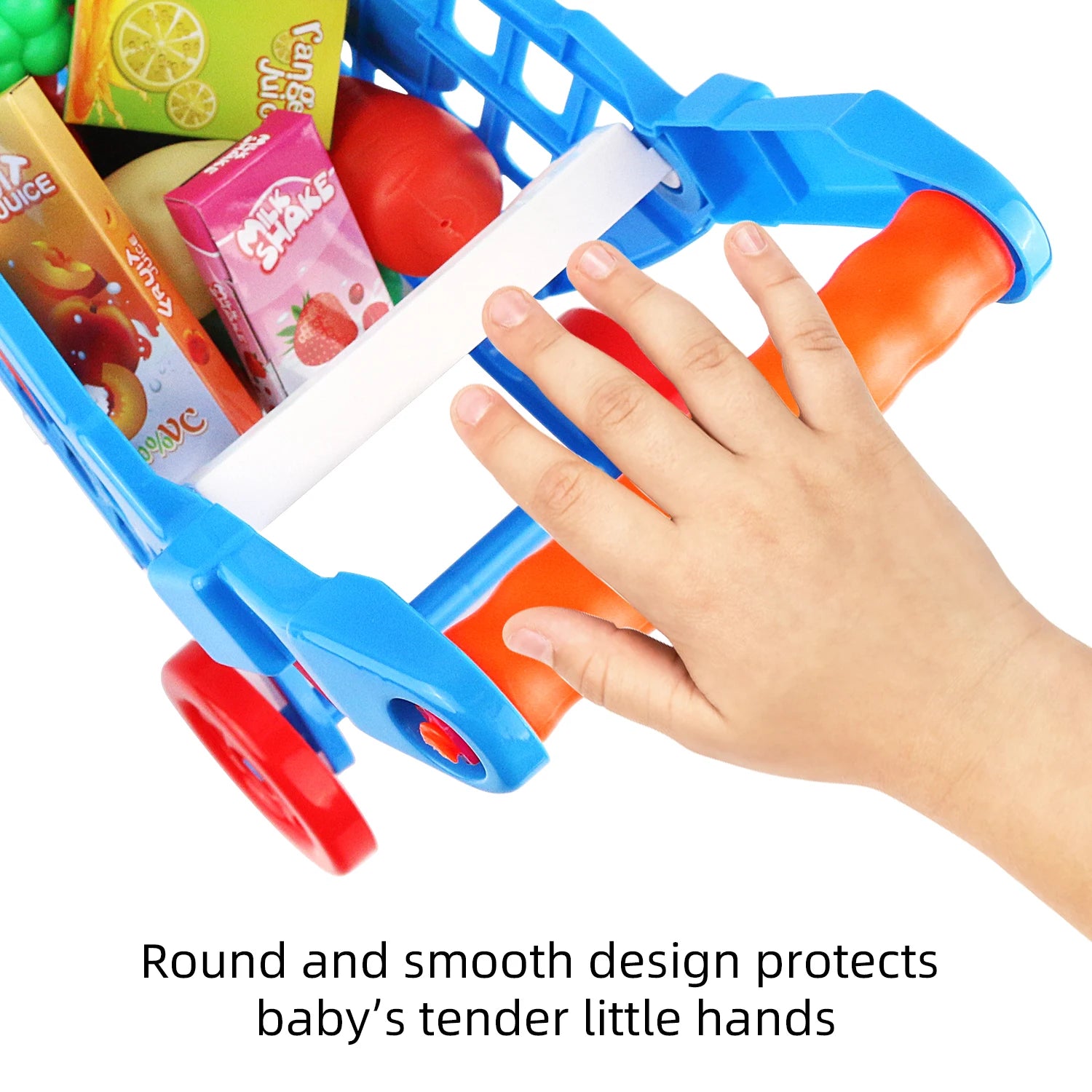 Children's simulation supermarket shopping cart, Guojiajia fruit and vegetable handcart toys, with many accessories