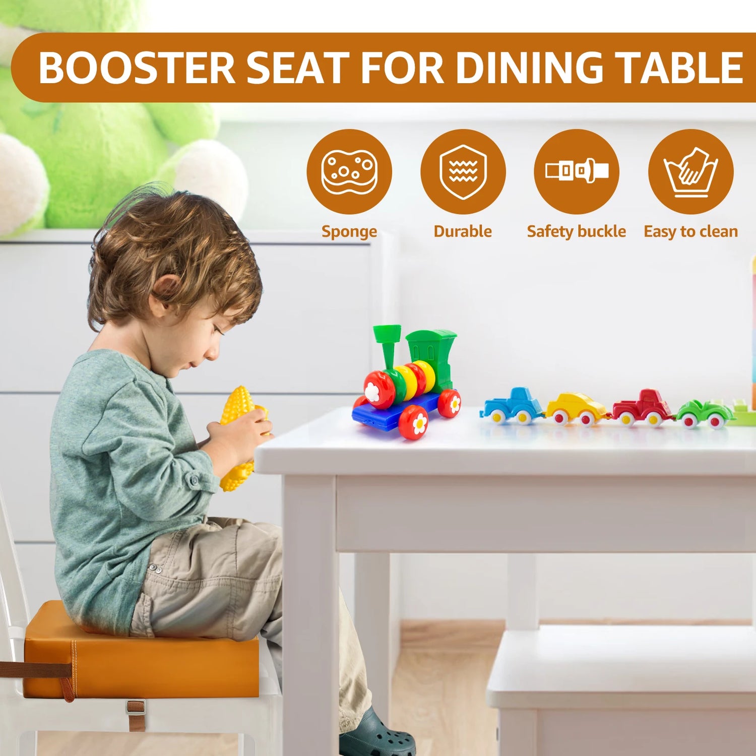 Chair Pad Cushions Child Baby Dining Chair Booster Cushion Premium Leather Case Removable Washable Comfortable Soft Seat Cushion