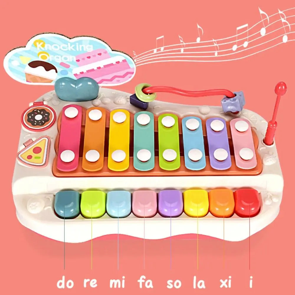 Plastics 8-note Knock Piano Hand Knock Puzzle Baby Music Batter Stick Percussion Instrument 2 in 1