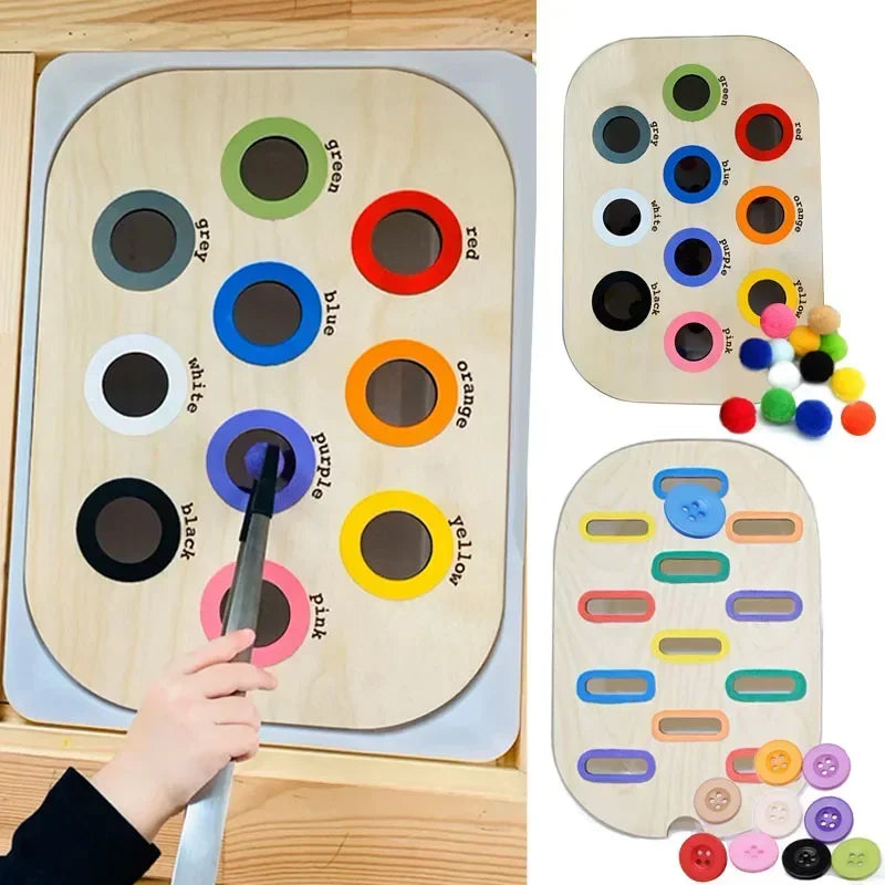Sensory Tray Table Color Hairball  Wooden Tile Kids Toys Educational Accessories