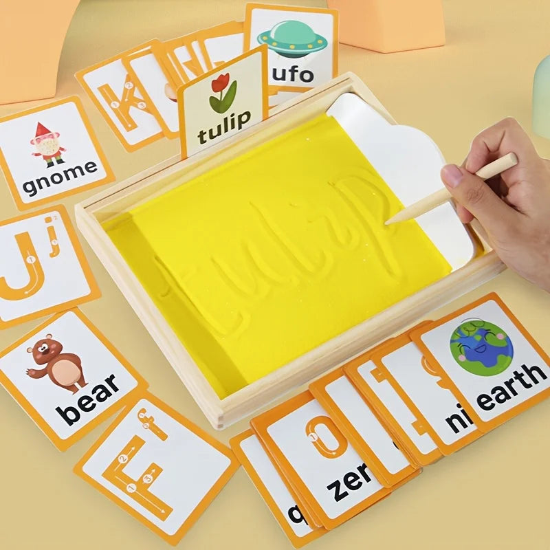 Sand Drawing set for Writing Word and Drawing Cognition, Wooden style