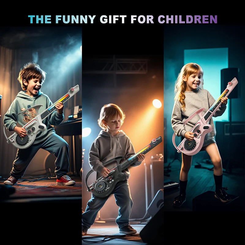 Children's Electric Guitar Foldable Electronic Music Toy Multi Functional Stringless Educational Games Children Girls Boys Gifts