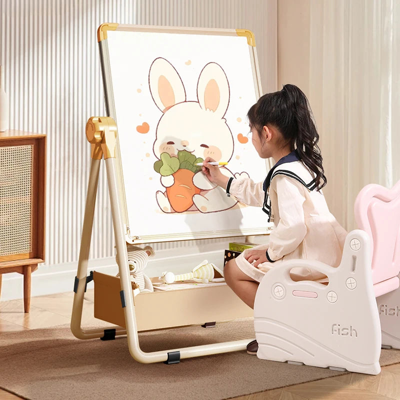 Children's drawing board, baby magnetic double-sided teaching, home small blackboard stand, colored graffiti, erasable writing w