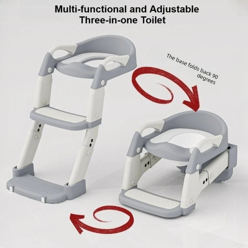 2 in 1 Toddler Toilet Ladder Seat, Potty Training Seat in Bathroom, Soft Mat & Splash Guard for Boys Girls Children